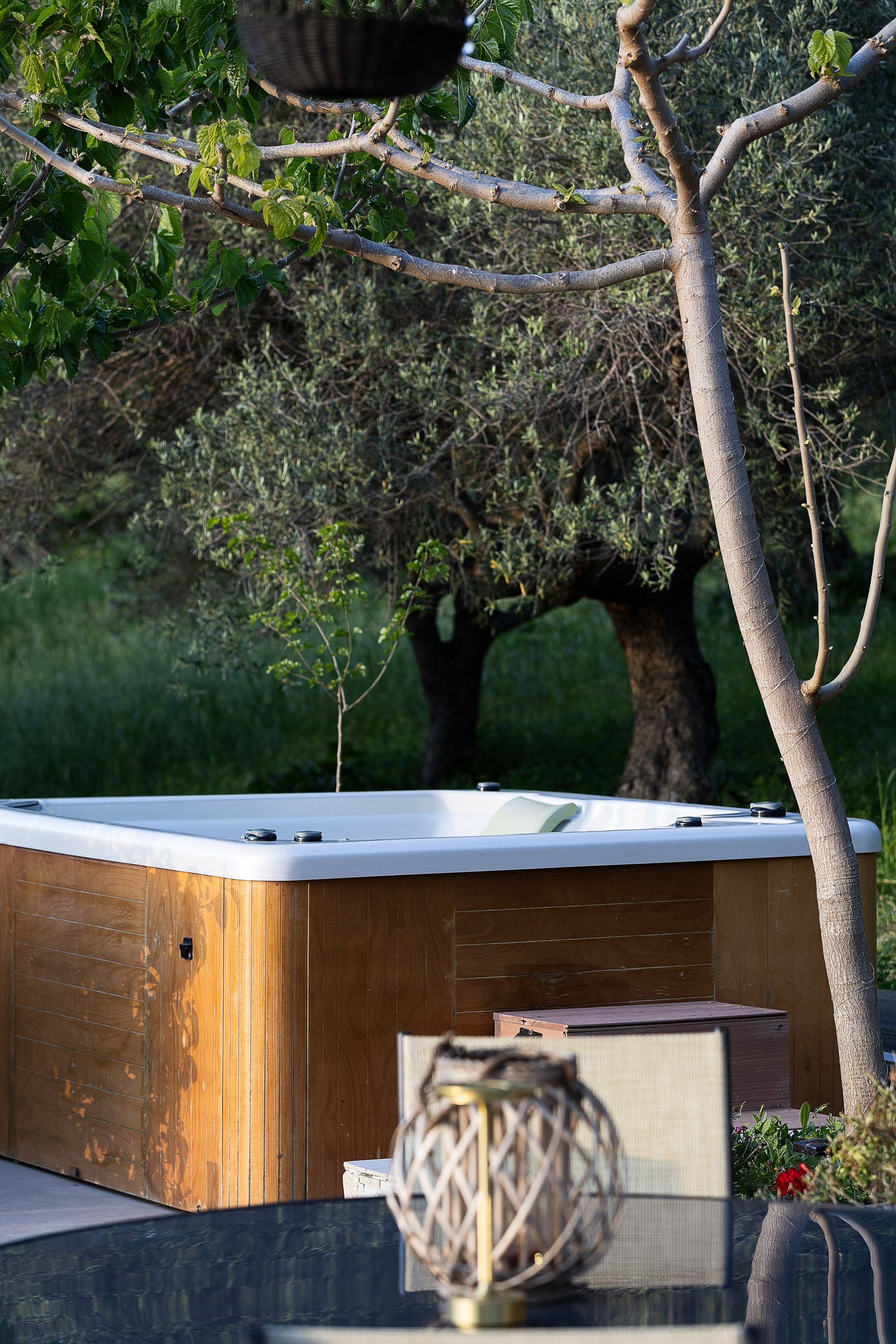 Find peace and serenity in the Heated Five-Seater Outdoor Spa Whirlpool.